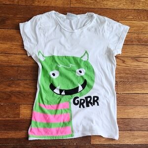 White and Green Monster Graphic Tee